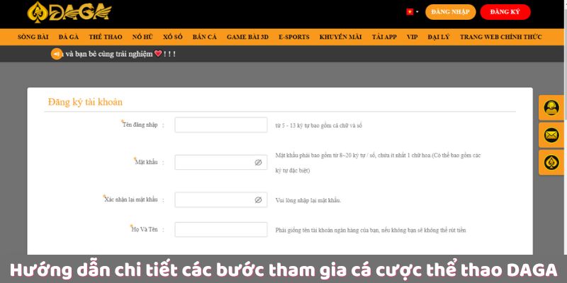 Thể Thao DAGA - Khám Phá Chuyên Mục Game Đỉnh Cao 4 Hướng dẫn chi tiết các bước tham gia cá cược thể thao Daga