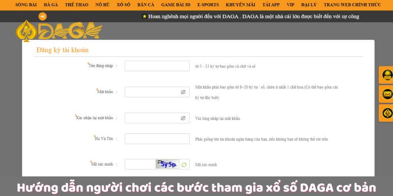 Xổ Số DAGA - Trải Nghiệm Cá Cược Trực Tuyến Đỉnh Cao 4 Hướng dẫn người chơi các bước tham gia xổ số Daga cơ bản